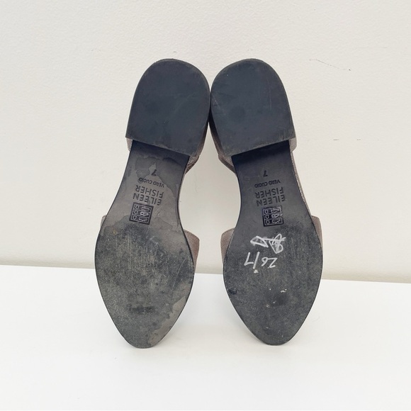 Eileen Fisher Lyton Suede Ankle Strap Flat size 7 Womens metallic wedding office - Picture 12 of 13